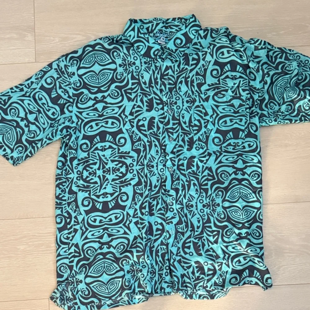 Da Edge Turquoise and Black Patterned Men's Shirt - Picture 2 of 6